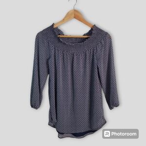 MICHAEL Michael Kors smocked neck blouse 3/4 sleeves, size XS